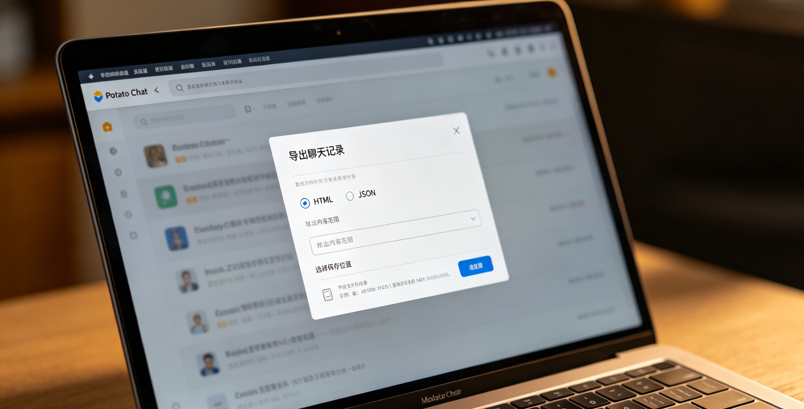 Potato Chat 消息删除选项界面