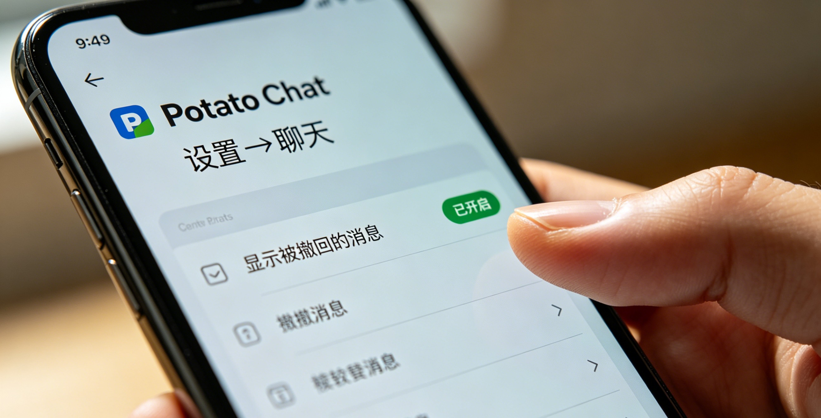 Potato Chat 手机端防撤回设置路径